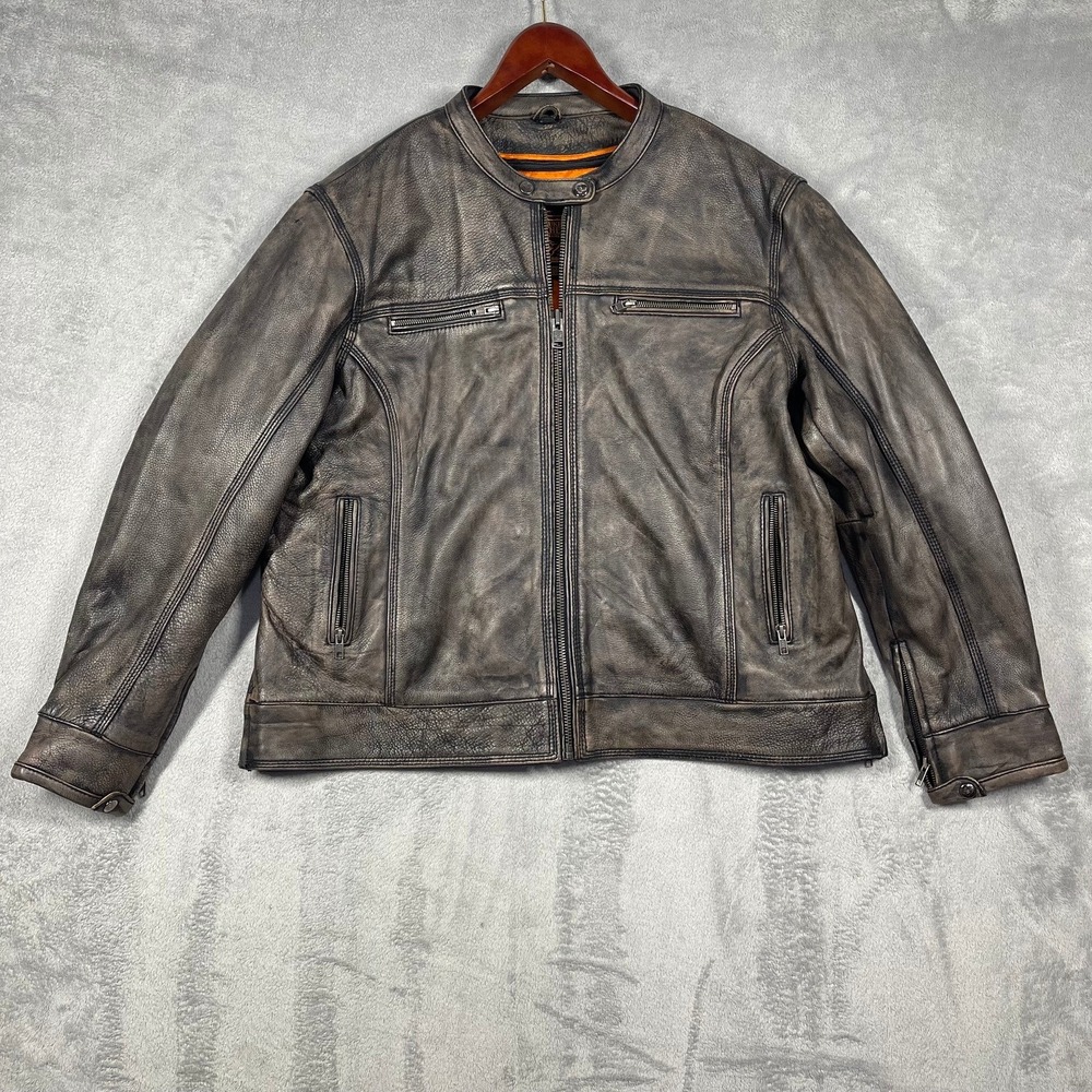 Milwaukee Leather Jacket Womens 3XL Brown Distressed Cowhide‎ Moto MLM2550